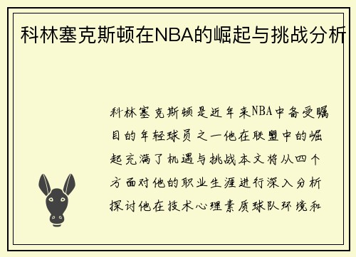 科林塞克斯顿在NBA的崛起与挑战分析